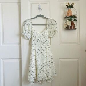Elegant White Polka Dot Mini Dress